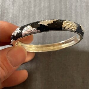 Elegant Black and Silver Bangle Bracelet